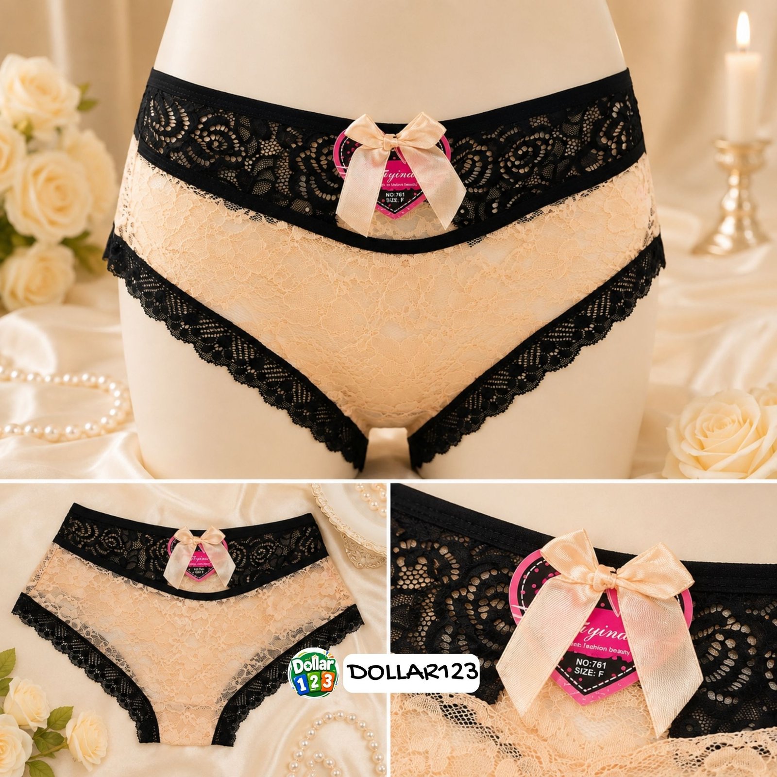 Cream Floral Lace Panty
